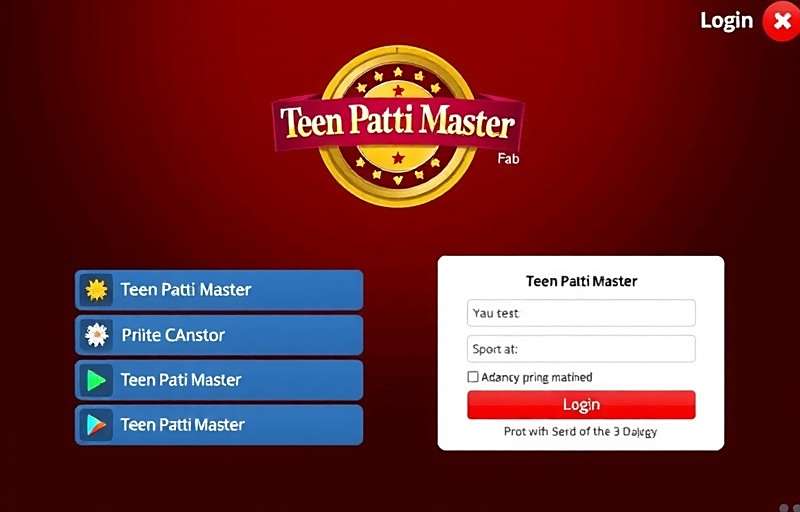 Teen Patti Master login screen showing various login options
